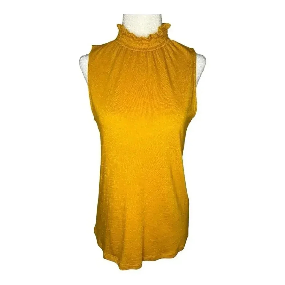 Banana Republic Women's XS‎ Sleeveless Turtleneck Tank Top Marigold Yellow